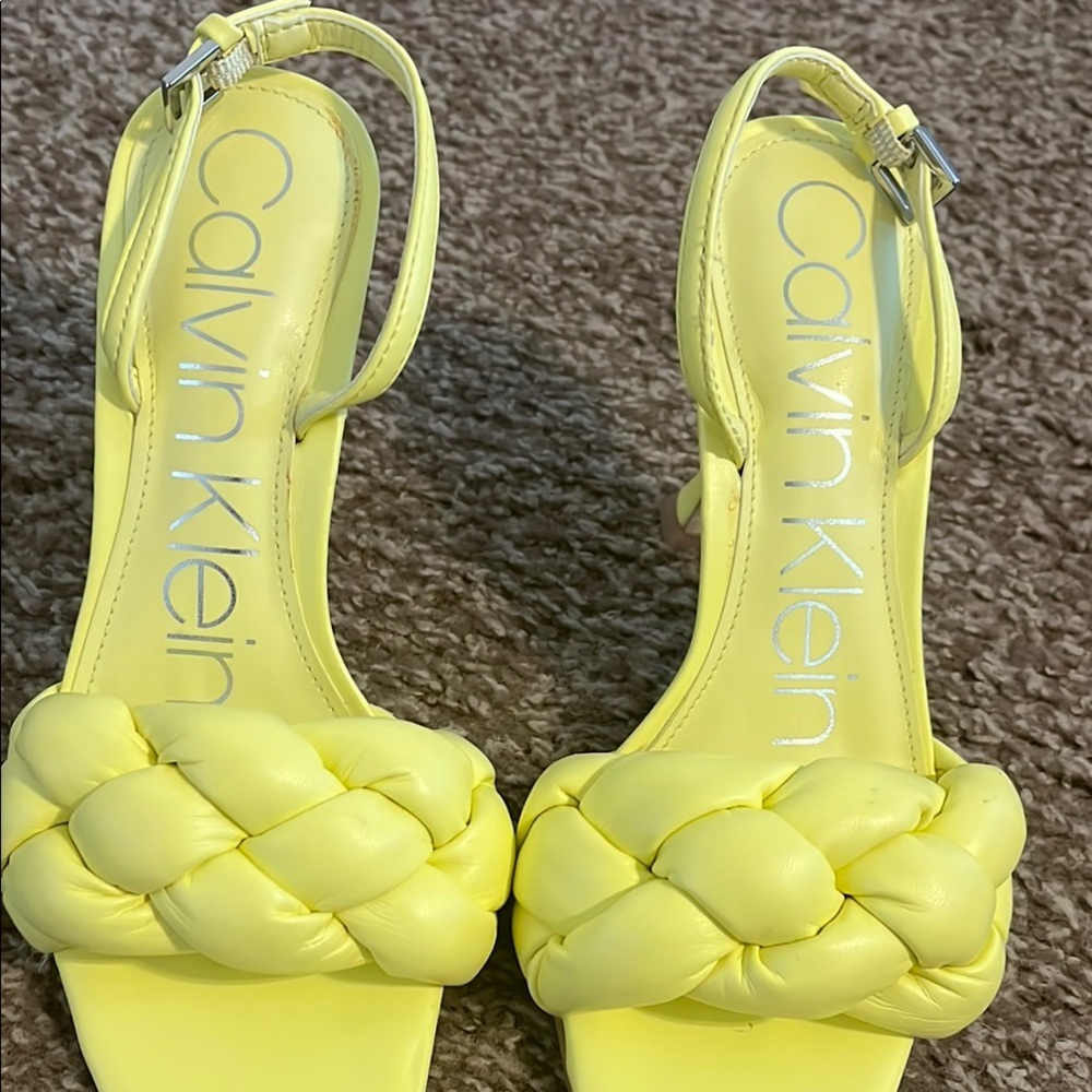Calvin Klein Braided Yellow Heels - Picture 4 of 10